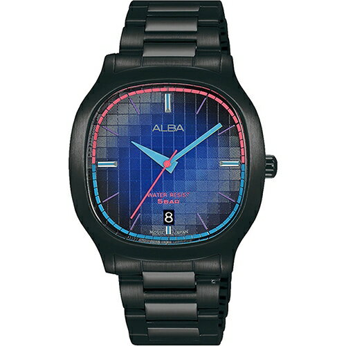 ALBA 雅柏錶 方型復古休閒腕錶 VJ42-X308SD(AS9L87X1)-37mm-藍面鋼帶【刷卡回饋 分期0利率】【APP下單4%點數回饋】