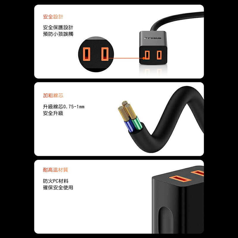 Baseus倍思 單口國際插頭延長線 PS212 | QINGBOX直營店 | 樂天市場Rakuten