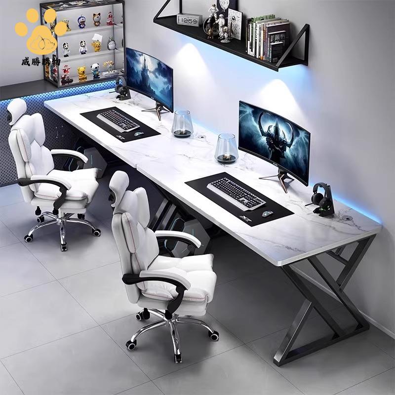 現貨 電腦桌 辦公桌 雙人電腦桌臺式家用電競桌臥室長書桌簡易情侶并排辦公桌子工作臺 八折下殺wy29