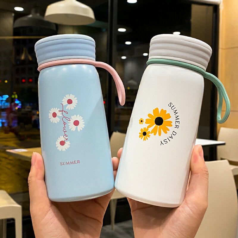ins韓國可愛簡約清新保溫杯學生水瓶便攜隨手杯男女新款泡茶喝水