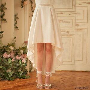 訂製款前短後長白色婚紗緞裙(13-32217)