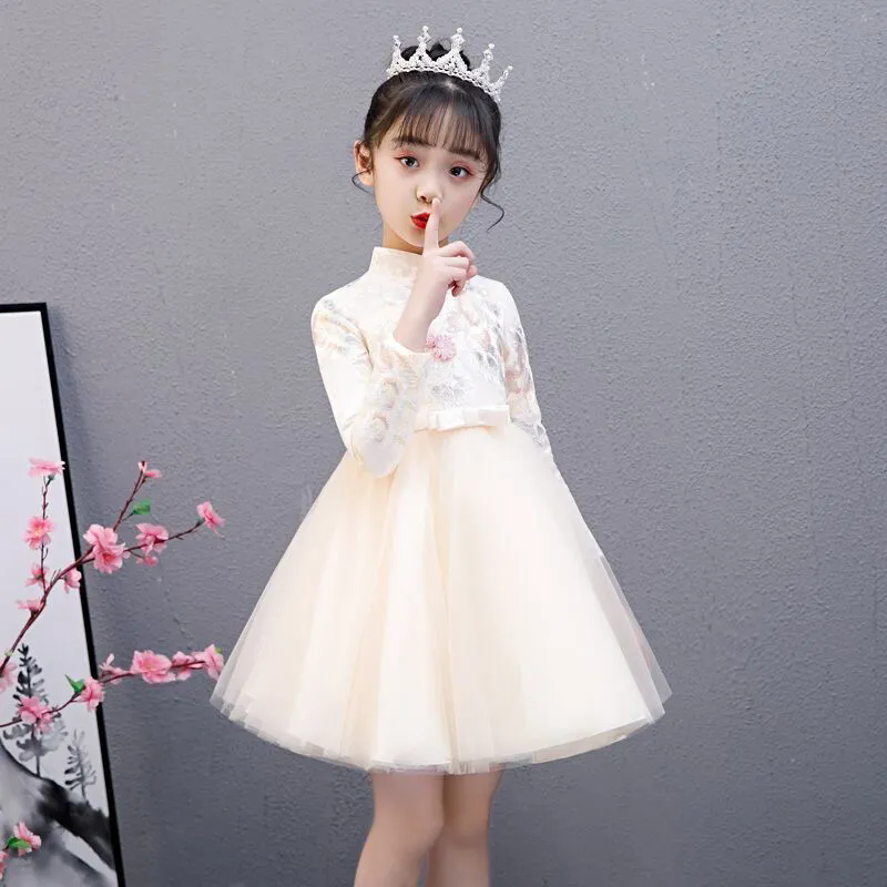 兒童洋裝 女童仙女連身裙 洋氣國風漢服 兒童古裝春秋長袖裙 小女孩公主裙 童裝裙子 女生連身裙【不二雜貨】