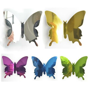 12只立體鏡面蝴蝶3D蝴蝶墻面裝飾墻貼臥室店鋪櫥窗拍照擺件冰箱貼