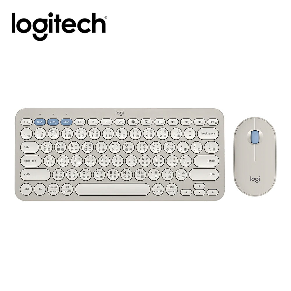 【Logitech 羅技】Pebble 2 Combo 無線藍牙鍵盤滑鼠組 迷霧灰【三井3C】