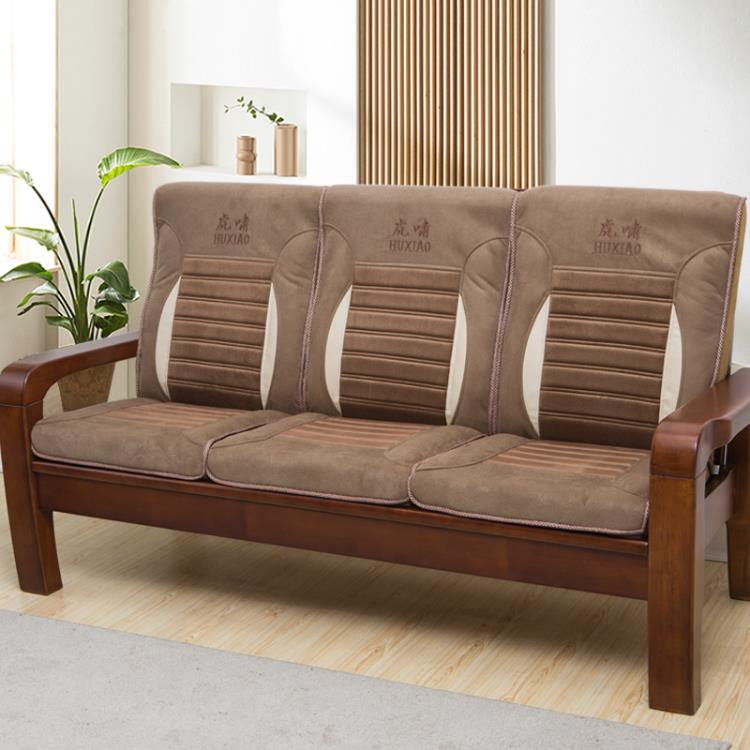 高檔加厚老式實木沙發坐墊帶靠背防滑木質春秋涼椅中式紅木海綿墊