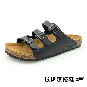G.P(男)素面三帶柏肯鞋 男鞋－黑色