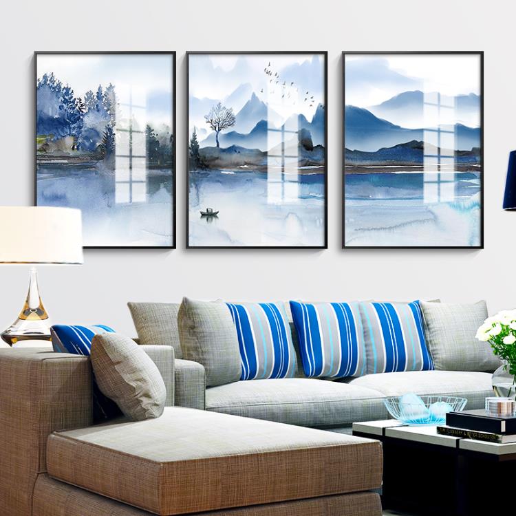 客廳裝飾畫新中式沙發背景墻現代簡約壁畫大氣餐廳山水畫墻面掛畫
