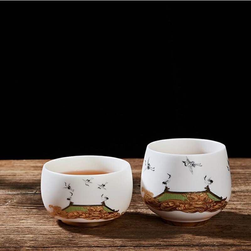 茶杯品茗杯-羊脂玉瓷浮雕描金茶碗4款74aj29【獨家進口】【米蘭