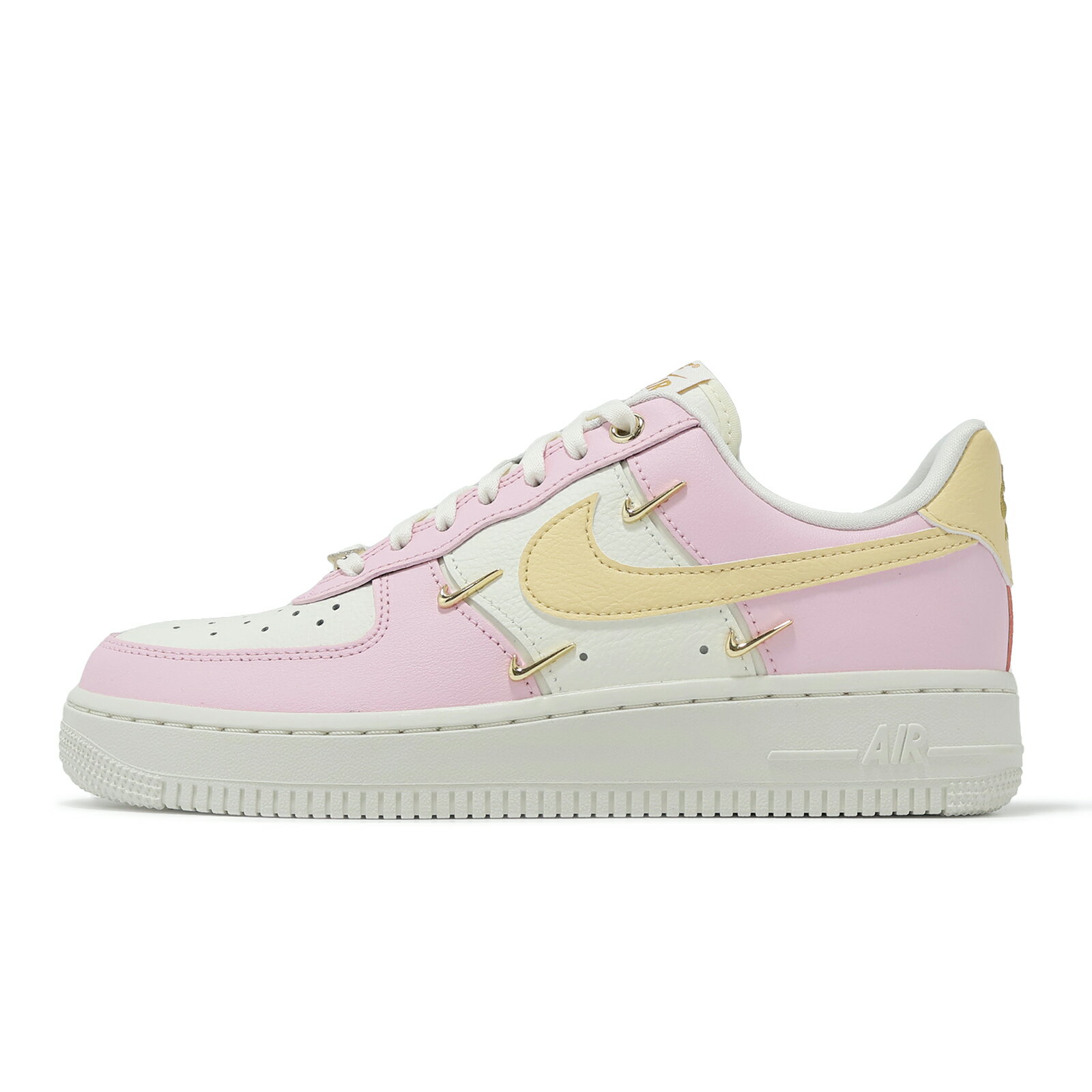 Nike 休閒鞋 Wmns Air Force 1 07 LX 女鞋 粉紅 白 小金勾 金屬勾勾 AF1 IB2574-600