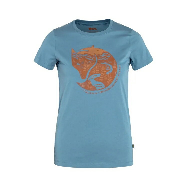 ├登山樂┤瑞典 Fjallraven Arctic Fox T-shirt 有機棉T恤 女 FR89849-543-243 黎明藍/赤陶棕