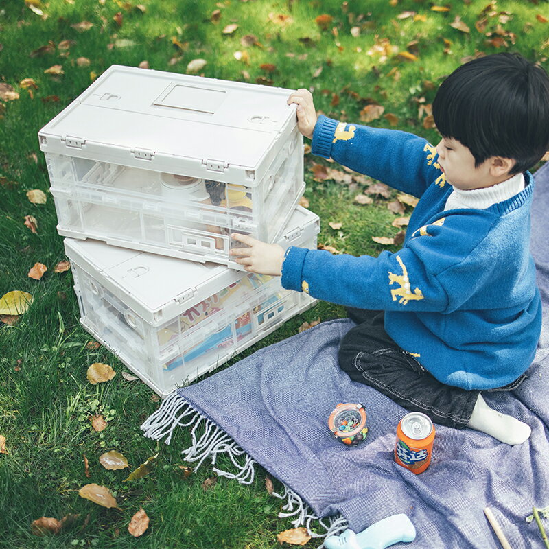 霜山可折疊收納箱車載后備箱整理戶外野餐衣服餐具玩具零食儲物盒