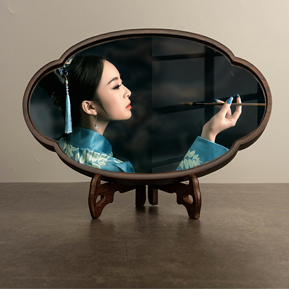 古裝照片相框擺臺   12寸寫真藝術照復古實木水晶擺件 高檔禮品框 3