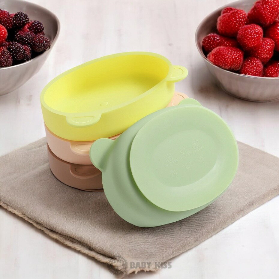 送矽膠圍兜》胖胖小熊兒童矽膠吸盤碗3件組(碗+蓋+湯匙)送矽膠圍兜 2