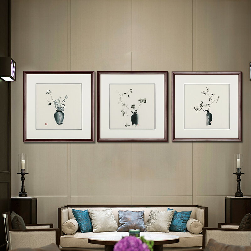 TQJ蘇繡刺繡裝飾畫現代簡約客廳掛畫餐廳玄關有框畫新中式工藝品