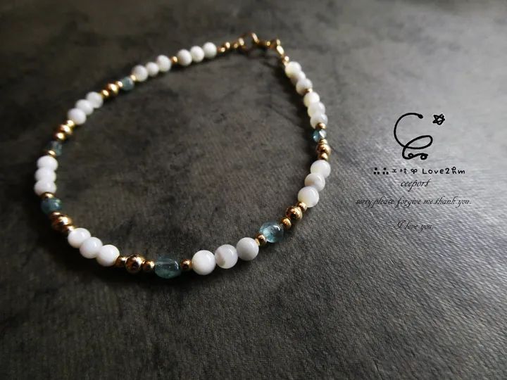 藍蝶_藍碧璽白貝蝶設計手鍊 藍碧璽 白貝蝶 水晶手鍊 14k包金配件 晶晶工坊-love2hm