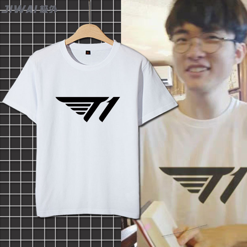 Faker同款短袖T恤lol英雄S9總決賽SKT戰隊隊服 比賽服男純棉衣服