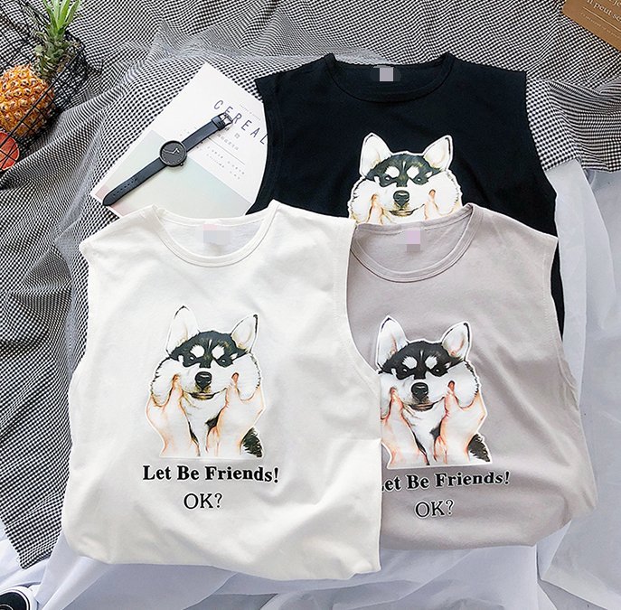 FINDSENSE H1 2018 夏季 新款 男 個性 趣味 動物印花 情侶 無袖 寬鬆 背心 馬甲 獨家款