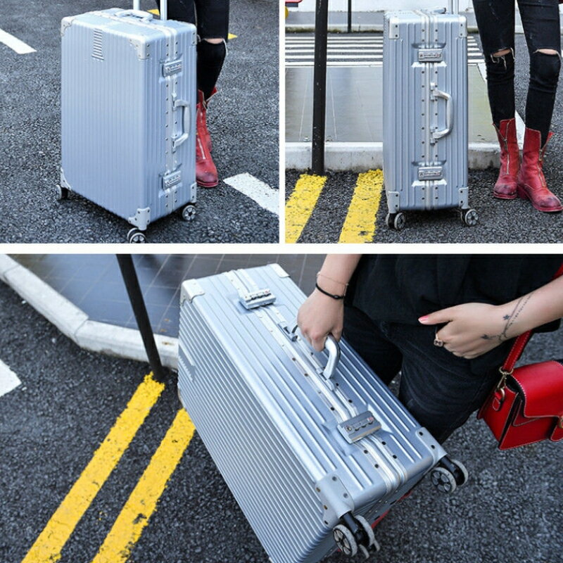 復古鋁框行李箱 20寸密碼箱 韓版皮箱旅行箱 拉桿箱登機行李箱 拉桿箱 登機箱 28吋大容量 拉桿旅行箱