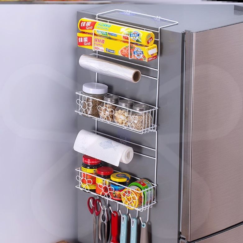 冰箱上置物架多功能側掛架冰箱架廚房用品紙巾保鮮袋調味料收納架