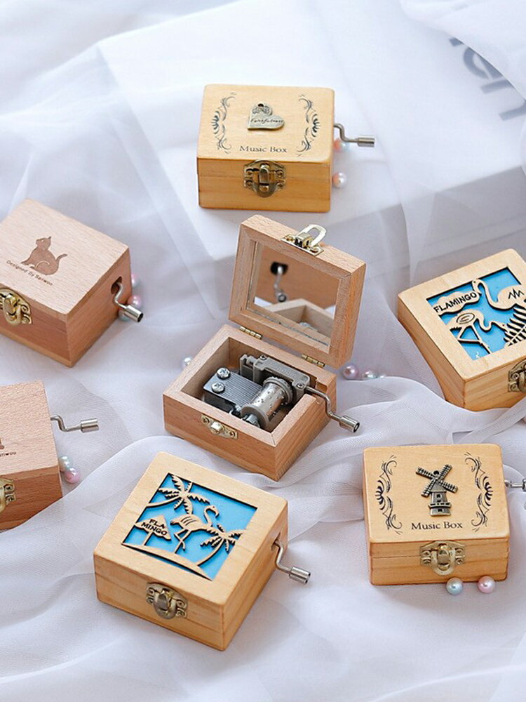 音樂盒天空之城八音盒兒童木質發條女生生日禮物女孩創意積木擺件