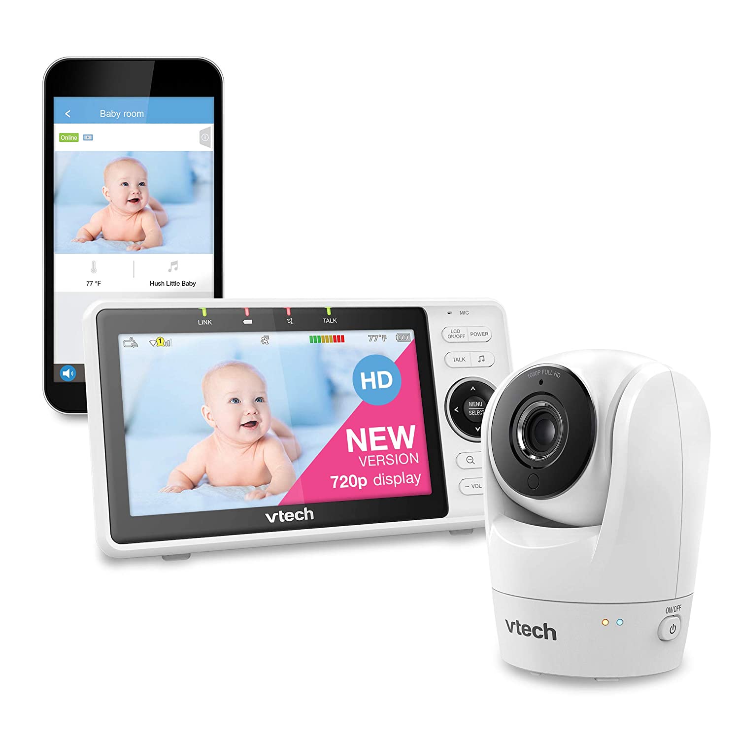 [3美國直購] 嬰兒監視器 VTech Upgraded Smart WiFi Baby Monitor VM901, 5-inch 720p Display, 1080p Camera