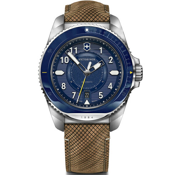 VICTORINOX 瑞士維氏 OURNEY 1884 200米潛水機械腕錶(VISA-241980.1)-43mm-藍面皮革【刷卡回饋 分期0利率】【APP下單點數13倍送】