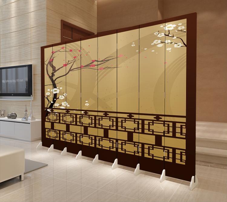 中式現代簡約屏風隔斷折屏實木時尚客廳酒店雙面移動臥室布藝玄關