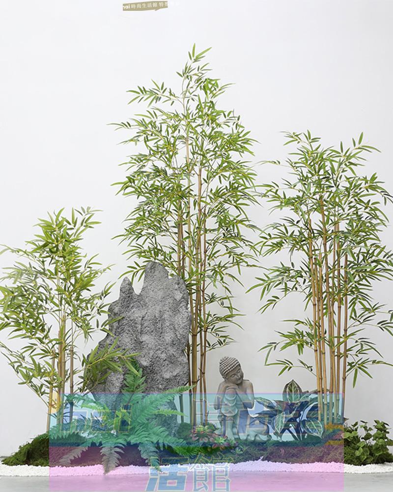 免運 可開發票 新中式模擬竹子造景隔斷擋墻室內景觀裝飾假植物盆栽擺件加密綠植