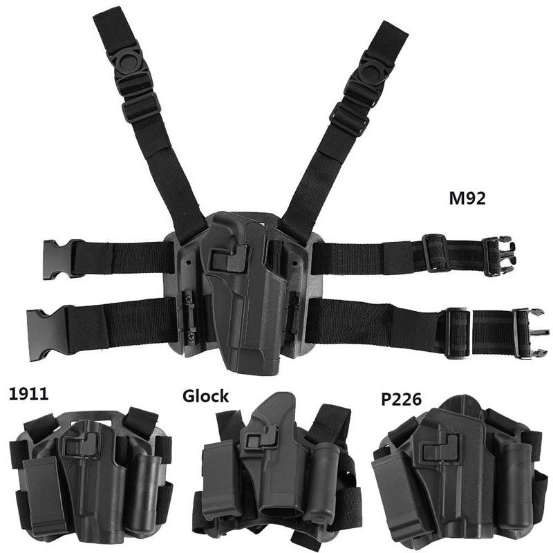 軍迷CF影視舞臺道具Glock G17/1911戰術塑膠快拔腿套CQC水彈槍套