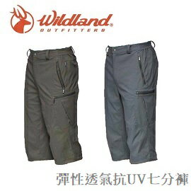 [ WILDLAND 荒野 ] 男 彈性抗UV貼袋7分褲 / 中灰 藤綠 / 0A81372