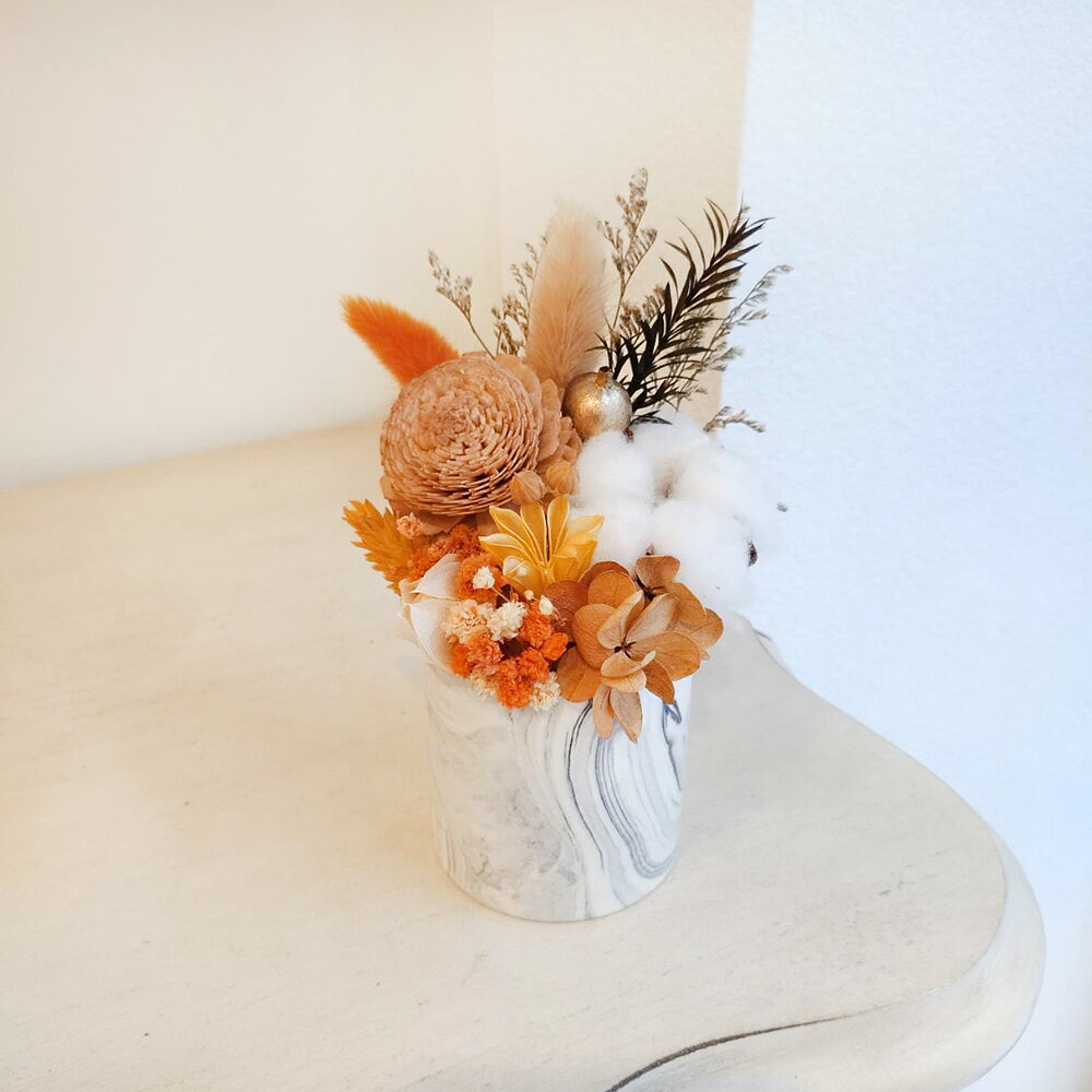 萩蒔花花藝x覓品竹北手作店-乾燥花x永生花創作花盆/花器-典雅木色