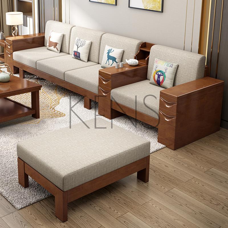 沙發 沙發椅 現代中式全實木沙發客廳家用位儲物沙發冬夏兩用組合簡約家具