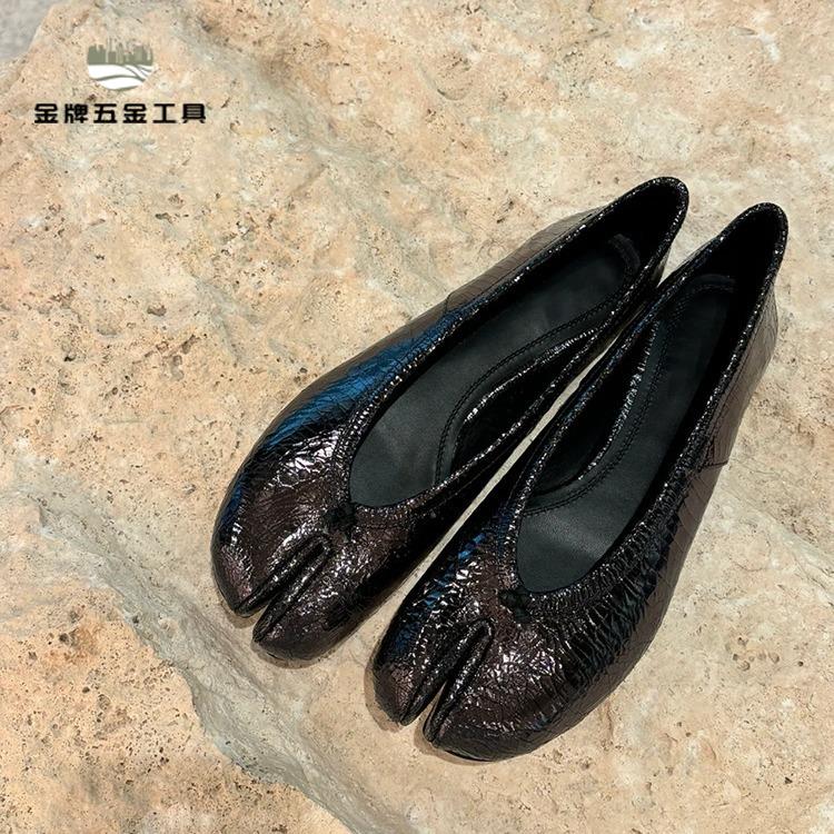 免運 裂紋 真皮 軟底分趾鞋女瑪麗珍單鞋平底 小皮鞋 瓢鞋wj7301