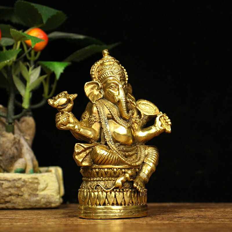 純銅象神擺件泰國象鼻財神印度紅財神家居店鋪會所泰式裝飾品擺設
