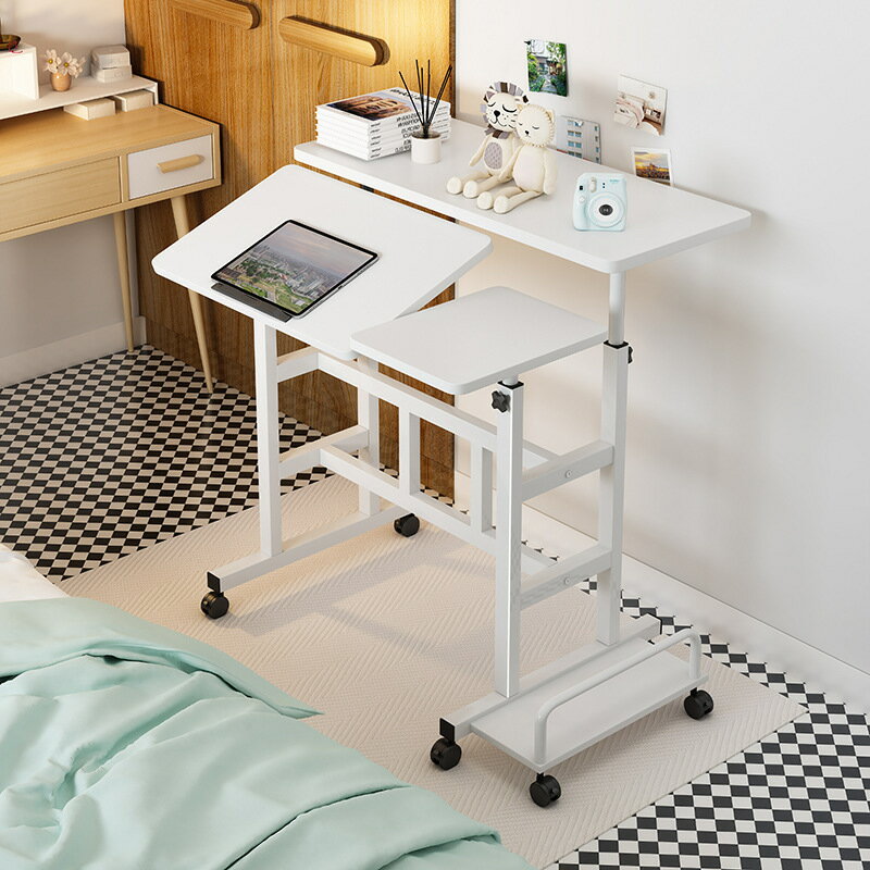 可移動可折疊電腦桌升降站立辦公桌臥室床邊寫字臺單人小桌子
