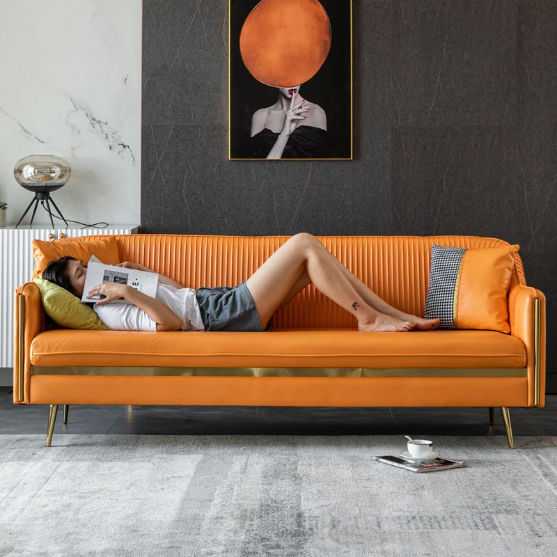【限時優惠】輕奢沙發小戶型北歐現代簡約雙人公寓科技布乳膠三人客廳橙色沙發