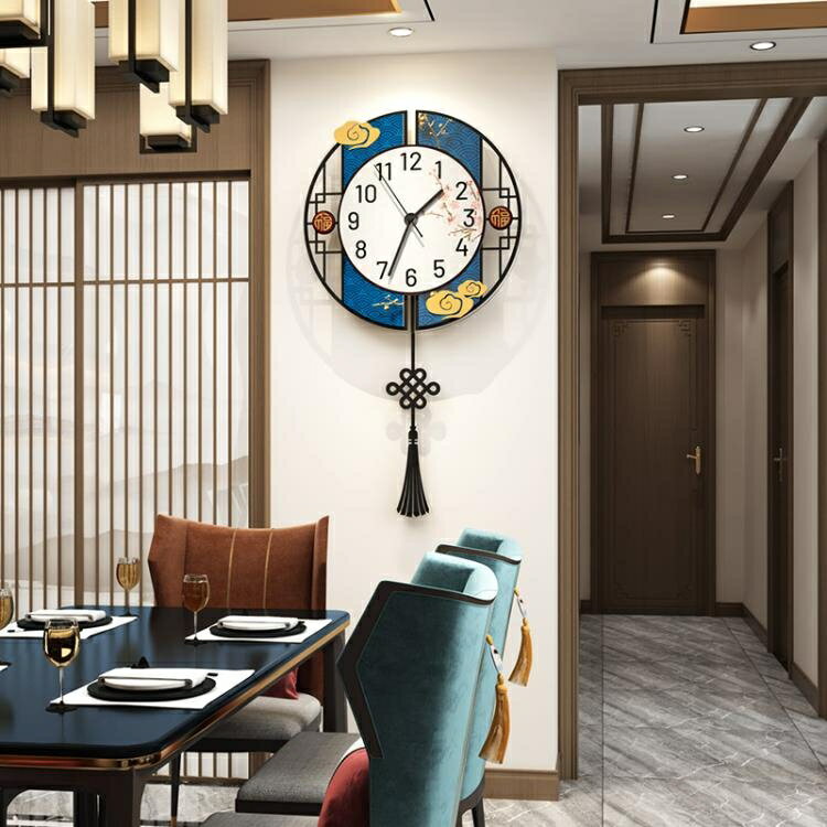 掛鐘 新中式鐘錶掛鐘客廳家用時尚現代輕奢時鐘掛牆大氣石英鐘簡約掛錶