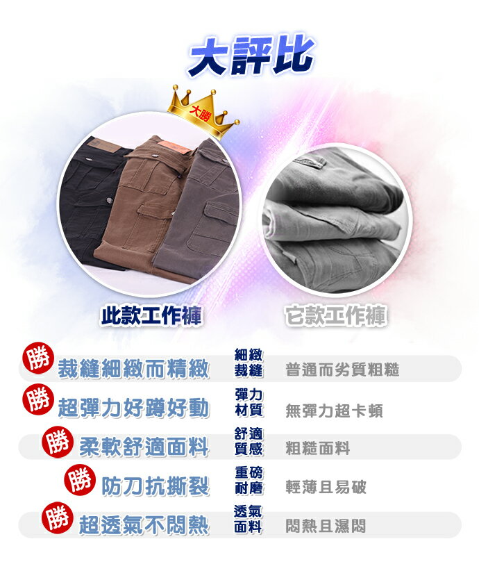 超耐磨 防刀割 超彈性 伸縮素面 側口袋 工作褲 工裝褲 ★現貨★ 6536 9