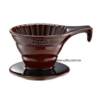 金時代書香咖啡 TIAMO V01長柄陶瓷咖啡濾器組 (咖啡) )附濾紙量匙 HG5533BR