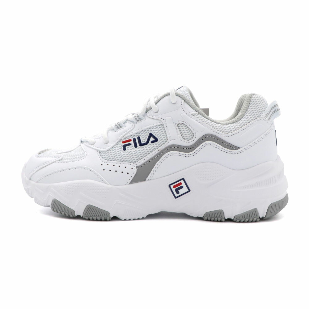 【全館滿額折】Fila Box Type 白灰 網布 皮革 厚底 運動 休閒 老爹鞋 女款 J2645【新竹皇家5-J341Y-143】