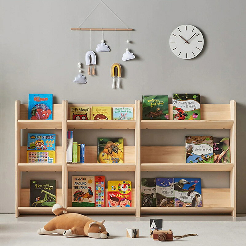 免運 可開發票 兒童書架落地繪本架兒童房閱讀書柜家用寶寶收納架簡易實木小書架