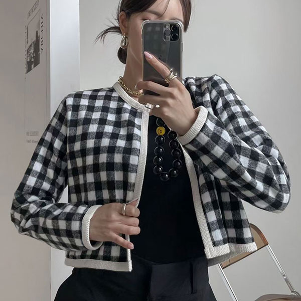 ANNAS 正韓 格子 外套 毛呢 外搭 大衣 磨毛 格紋 西裝 顯瘦 短版 韓劇 韓國 2