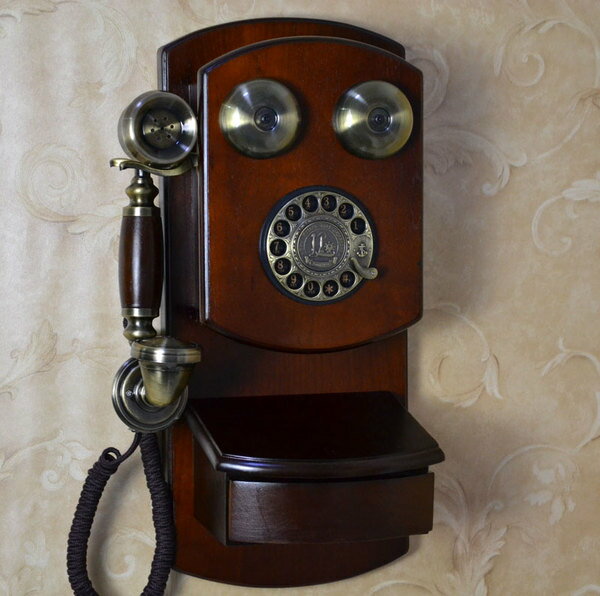 古制工藝-機械鈴聲 旋轉撥盤 仿古復古壁掛式電話機家用實木十天預購+現貨