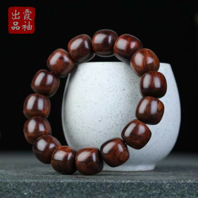 海南黃花梨手串海黃紫油梨藏式桶珠手鏈老料佛珠文玩老型桶珠男女