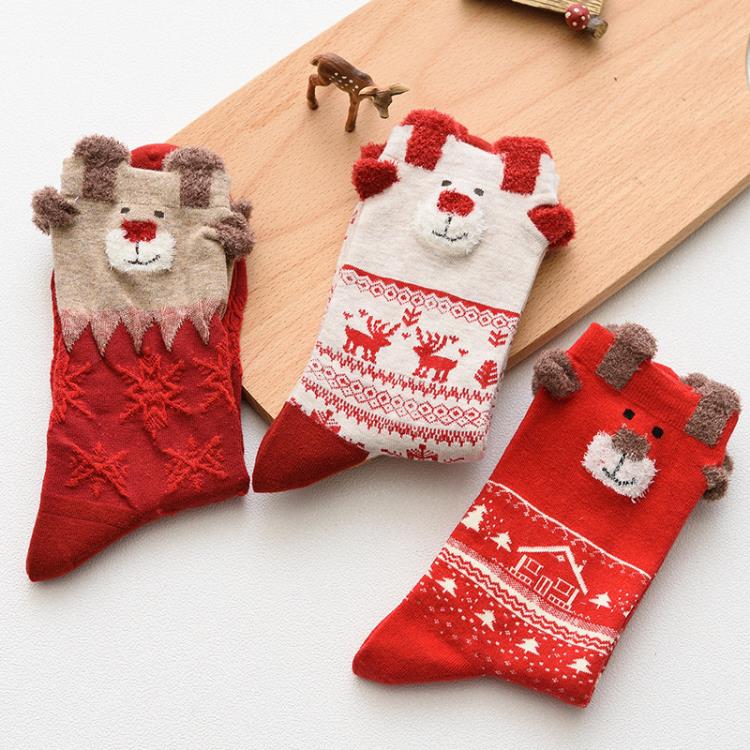 紅色襪子本命年結婚純色棉秋冬季韓國日系潮卡通可愛禮盒圣誕女襪
