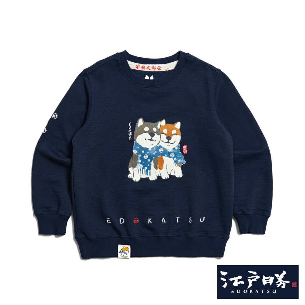 EDOKATSU江戶勝 童裝 勝太郎系列 勝太郎與黑丸友達長袖T恤 (丈青色) #下單五折