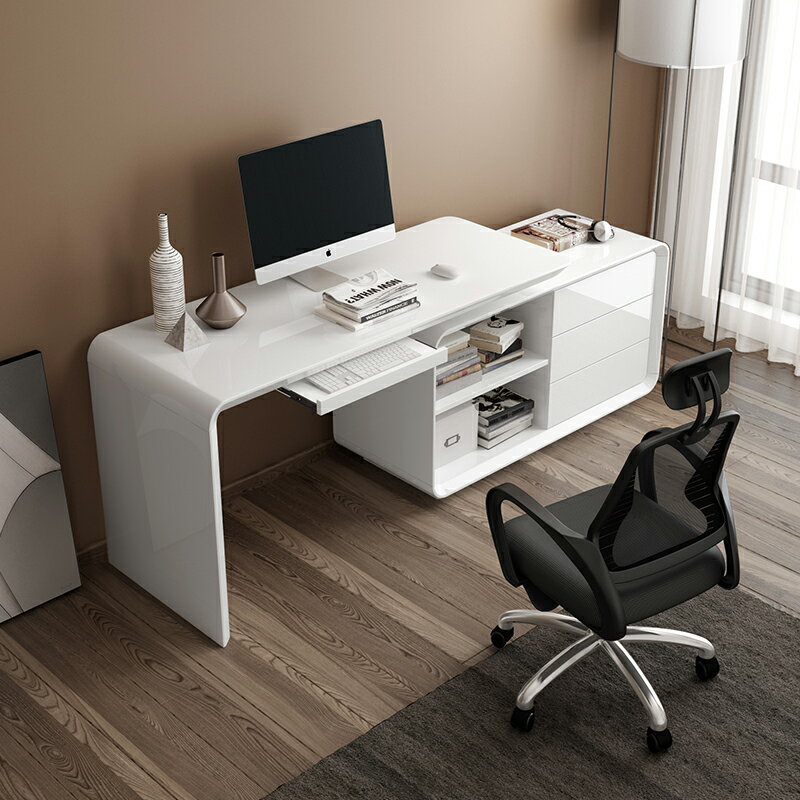 北歐電腦桌家用寫字桌簡約臺式辦公桌書櫃體桌書房轉角書桌