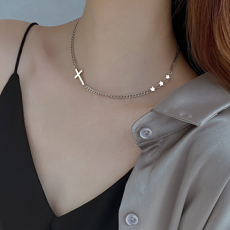 925純銀十字架項鏈女小眾設計感ins冷淡風鎖骨鏈男潮復古嘻哈頸鏈 4