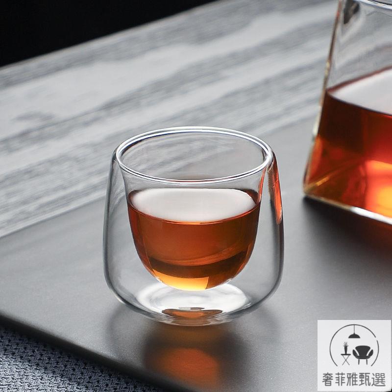 茶具 茶盤 附發票 雙層隔熱防燙高硼矽玻璃功夫茶杯玻璃杯小主人杯茶具品茗杯品茶杯 PDD-175快速出貨 公司貨