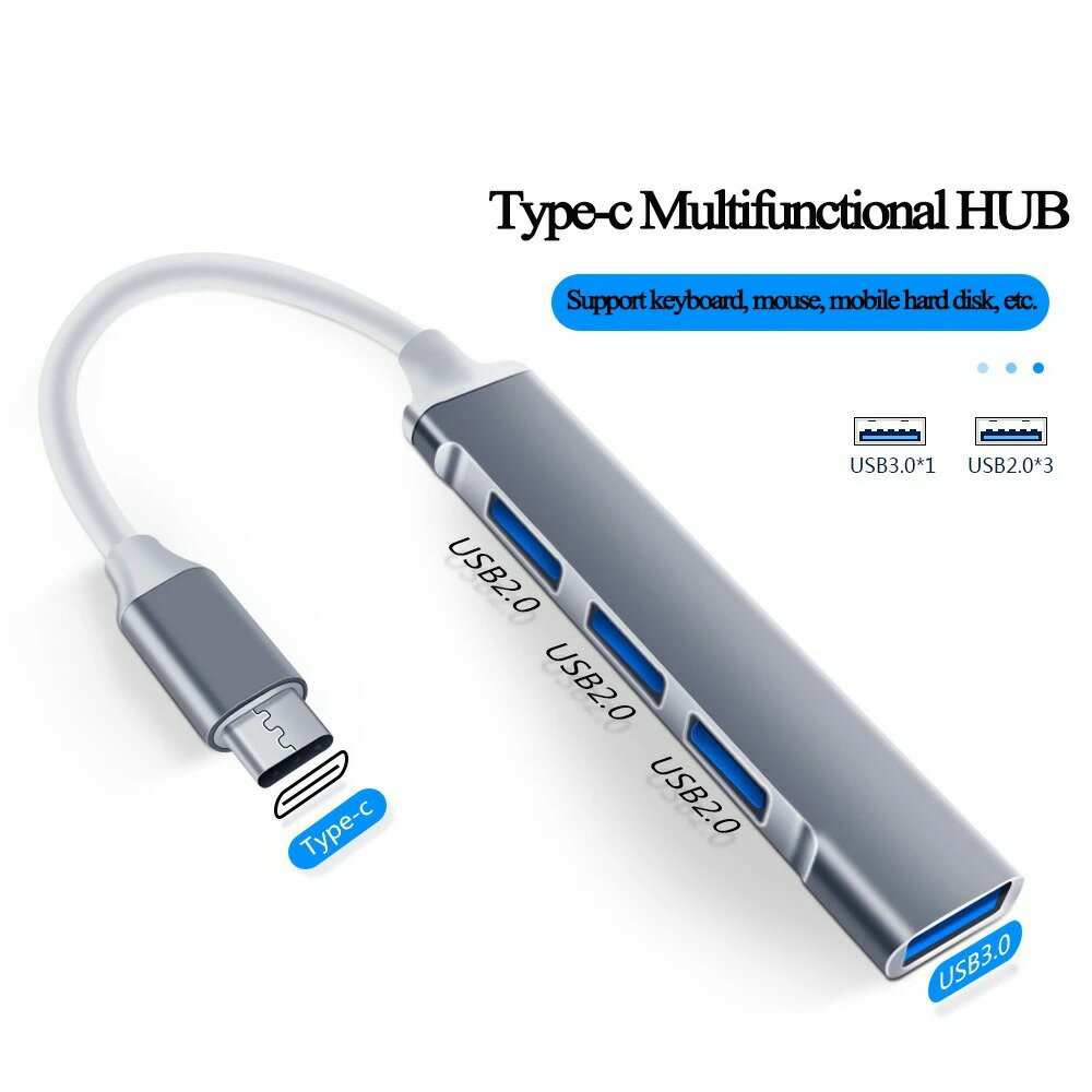 【日本代購】USB C HUB USB 3.0 HUB Type C 4 連接埠多分路器轉接器 OTG Macbook HUB Pro 13 15 Air Mi Pro 華為電腦配件